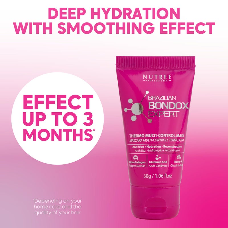 Nutree Professional HAIR MASK FOR DAMAGED HAIR BRAZILIAN BONDOX TREATMENT 1.06 oz Thermal Activated Mask for Dry Frizzy Hair | Formaldehyde Free | Results for up to 1-3 months | prunus oil | seaweed collagen - Image 3